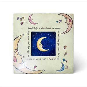 Vintage 3x3 Flavia Celestial Moon & Stars Wooden Frame